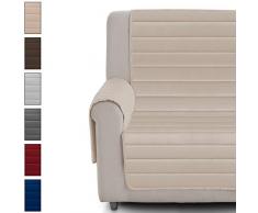 Eiffel Textile Cubre Sofá Protector Sillón Acolchado Mascotas, Poliéster, Beige, 1 Plaza