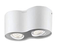 Philips myLiving Phase - Foco, LED, iluminación interior, 2 luces, cepillado, luz blanca cálida, IP20, color blanco