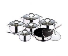San Ignacio Q2847 Set 12pc bateria Cocina de Acero Inoxidable inducción Tapa Alexander, Cromado