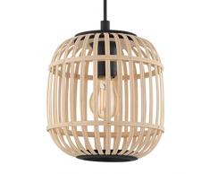 EGLO LÃ¡mpara colgante Bordesley, vintage, naturaleza, boho, hygge, acero en negro y madera en colores naturales, lÃ¡mpara de mesa de comedor, lÃ¡mpara de salÃ³n con casquillo E27, Ã 21 cm