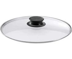 ELO Tapadera sartÃ©n, Olla o Cacerola de 20cm en Cristal con Borde de Acero Inoxidable y pomo en plÃ¡stico, 20x7cm, 1ud, Transparente, Plateado y Negro (64120)