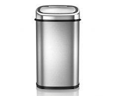 Tower T80901 Cubo de Basura con Sensor, Acero Inoxidable - Cubo de Basura AutomÃ¡tico con Accionamiento Manual â Cierre Suave - Cubo de Basura Inteligente, Capacidad de 58 l, Plateado