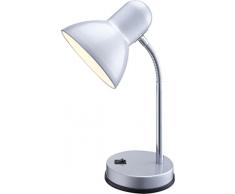 GLOBO lámpara de mesa, plata/cromo, Metal, Plástico, interruptor 1 x 60 W, E27, 230 V, H: 30 cm 2487