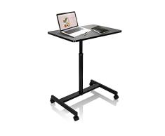 hjh OFFICE 802111 Escritorio de Pie Móvil para Ordenador Portátil VM-SU Negro, Mesa de pie, Mesa Auxiliar, Soporte Laptop con Ruedas, Altura Regulable