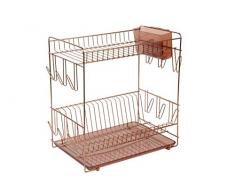 Sauvic Cobre Escurreplatos, Acero Inoxidable 18/8 con Acabado en Color, Grande