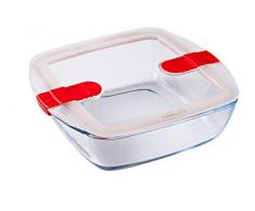 Pyrex Cook et Heat â Plato cuadrado de cristal con tapa hermÃ©tica especial para microondas, cristal, transparente, 25 x 22 x 7