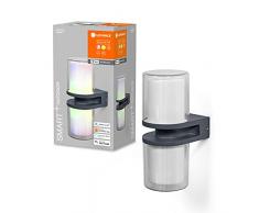 LEDVANCE SMART+ WI-FI UPDOWN FLARE RGBW - Aplique LED regulable de color gris oscuro para exteriores de aluminio resistente, control de color RGB, 14 W, 3000 Kelvin blanco cÃ¡lido, 1000 lÃºmenes, IP44