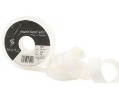 Cinta de satén a doble cara Berisfords 3501 de 20 m x 15 mm, color blanco nupcial