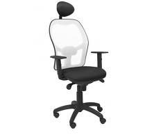 Piqueras Y Crespo (PIQU7) Silla Jorquera Malla Blanca Asiento Bali Negro con cabecero Fijo Oficina, Talla unica
