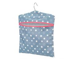 Kleeneze KL081599EU7 Bolsa Para Pinzas De Ropa, De La Gama Twinkle & Shine Con Gancho, Fácil de Colgar, Capacidad Para 50 Pinzas, Guardar Pinzas, 33 x 30 cm, con Diseño de Estrellas en Azul y Blanco