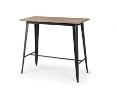 Julian Bowen Mesa de Bar Grafton, Madera Maciza de Olmo y Acero Recubierto de Polvo, Mocha ELM/Black, Height: 106, Width: 120, Depth: 60cm