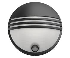 Philips myGarden Yarrow - Aplique de pared con sensor de movimiento, iluminaciÃ³n exterior, 1 x 6 W, resina, blanco cÃ¡lido, color negro