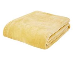 Catherine Lansfield Extra Large Raschel Velvet Manta, Ocre, 200x240cm Throw