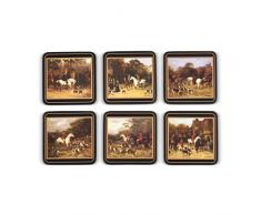 Pimpernel 10,5 x 10,5 cm, madera DM, base de corcho Tally Ho - Juego de posavasos (6 unidades), Set de 6
