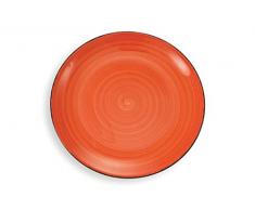 VILLA DESTE Baita Juego de 6 Platos de Postre de Gres Esmaltado Pintado a Mano, en Naranja