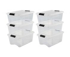 Iris Ohyama New Top Box NTB-15 - lote de 6 cajas apilables de almacenamiento, Transparente, 15 L