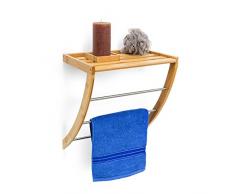Relaxdays 10019188 - Toallero de pared de madera, 40 x 38 x 24,5 cm, Madera, marrón natural