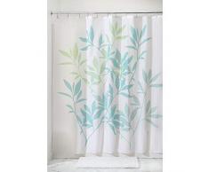 InterDesign Leaves Cortina de ducha | Cortina de baño de diseño de tamaño estándar, 183,0 cm x 183,0 cm | Elegantes cortinas estampadas con dibujo de hojas | Poliéster azul/verde