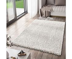 VIMODA Alfombra Prime Tipo Shaggy de Pelo Largo en Color Blanco, alfombras Modernas para el salón y el Dormitorio, Monocolor, Maße:100x200 cm