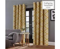 Catherine Lansfield Azteca Cortinas 66Â x 90, poliÃ©ster, Ocre, Curtains - 66x54In