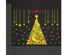 Wallflexi Navidad Brilla en la Oscuridad Magic Copos de Nieve árbol de Navidad Decoraciones/Pared Pegatinas, P, Vinilo, 90 x 60 x 0.02 cm