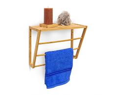Relaxdays Toallero Colgante con 3 Barras de bambú, 30 x 42 x 20 cm, 0.6 Kg, Color Natural, Naturaleza