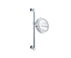 WENKO Power-Loc espejo con Luz Carpi - fijar sin taladrar, superficie de espejo Ã¸ 17,5 cm 500 % aumento, Acero, 25.5 x 50.5 x 23 cm, Cromo