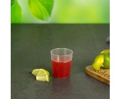 silverkitchen Vasos de chupito de plástico (50 unidades, 2 cl, irrompibles, reutilizables, de plástico duro, con barra de calibración, fabricados en Alemania)