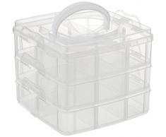 Rayher Caja clasificada con asa, Surtido, 15,5x15,5x12,9 cm, 3x6 Compartimentos