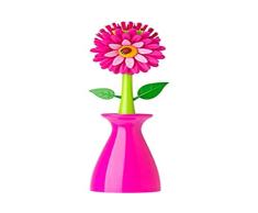 VIGAR Flower Power Cepillo Lavaplatos con Soporte, PP, Rosa, 8 x 7 x 26 cm