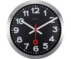 Nextime 3999ARZW Reloj de Pared, Metal, Aluminio, Negro, Rojo, Blanco, 35 cm