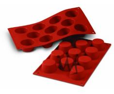 silikomart - Molde de Silicona para 11 Magdalenas pequeñas, Color Rojo