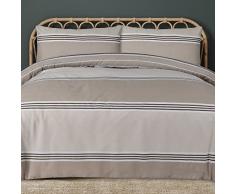Sleepdown Banded Stripe Natural Juego de Cama Individual, Algodón, Suelto
