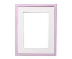 Marco de fotos con montura de arcoíris, con una lámina de plexiglás irrompible de estireno de alta claridad, marco de color lila con montura blanca, 25,4 x 20,3 cm para fotos de 20,3 x 15,2 cm