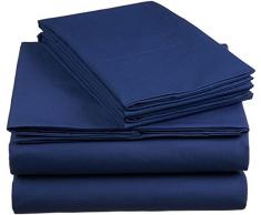 AmazonBasics Everyday - Juego de fundas de edredón nórdico y de almohada (100% algodón), Azul marino 200 x 200 cm & 2 fundas 65 x 65 cm