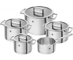 ZWILLING Juego de ollas de 5 Piezas, 4 Tapas, Apto para Inducción, Acero Inoxidable, Vitality