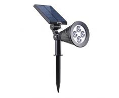 Lumisky Spiky W34 Proyector, Foco Solar con 4 LED para exterior, impermeable, luz 2-en-1, plástico, integrado, 1 W, color blanco, 29 x 9,5 x 34 cm, blanco, Intégré 1.5W 5V
