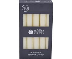 Candelo - Juego de 10 velas de mesa, color beige, 18,5 cm, 7,5 horas, duración de combustión, velas puntiagudas para candelabros y candelabros, velas de barra