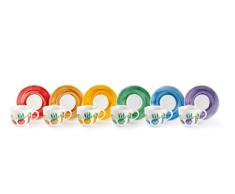 Excelsa Cactus Juego de 6 Tazas de cafÃ© con platillo, Porcelana, Multicolor