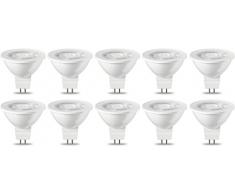 AmazonBasics Bombilla LED GU5.3 MR16, 4.5W (equivalente a 35W), Blanco Cálido- 10 unidades