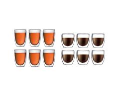 Bodum Pavina - Set de 6 vasos tÃ©rmicos, 0,35 l, cristal borosilicato, transparentes & Pavina -Set de 6 vasos tÃ©rmicos, 25 cl, cristal borosilicato, transparentes
