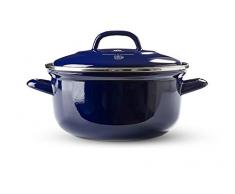 BK Indigo Dutch Oven Olla Redonda de acero esmaltado holandÃ©s con tapa, 22 cm/3.3 litros, apta para inducciÃ³n, horno y lavavajillas, color azul cobalto