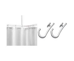 Sealskin Easy Roll Set de barra para cortina de baÃ±o Blanco & Easy Roll Ganchos para cortina de ducha (juego de 12) Aluminio mate