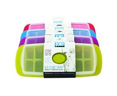 Joie 29100, Bandeja cubitera con tapa (12 cubitos), colores surtidos (Verde/Morado/Rojo/Azul)