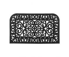 Relaxdays Felpudo Goma, 45 x 75 cm, Antideslizante, Resistente a Intemperie, con Arabescos, Interior y Exterior, Negro
