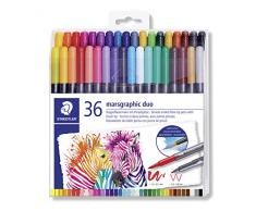 STAEDTLER 3001 TB18 - Rotuladores de Acuarela (Punta Doble), Color Assorted 36 Unidades