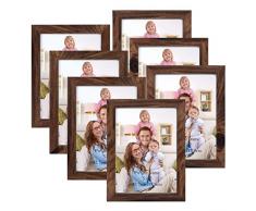 Giftgarden Marcos Fotos 13x18 Multiples de Madera, 7 Pack, Conjunto de Portafotos Colgantes Rusticos para Pared o Mesa, MarrÃ³n, Decoracion Original y Regalo Ideal