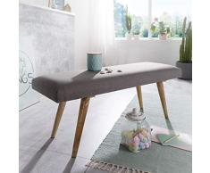 WOHNLING SALIM Tela/Madera Maciza Banco Gris 117x51x38 cm en Estilo Retro | 2 pasillos de Banco tapizados Banqueta tapizada de Tela Comedor marrón | Banco de Cama pequeña de algodón
