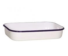 KrÃ¼ger Karl 14136/BÂ âÂ Fuente de cocinar de Back de y lasaÃ±a Forma Pulgadas Husum 36Â cm Fuente de, Molde, Acero, Color Blanco con Borde Azul, 36Â x 23Â x 7Â cm