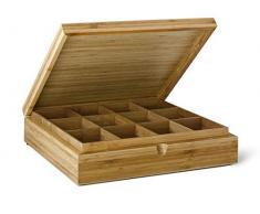Bredemeijer - Caja para Bolsas de tÃ© (280 x 270 x 75mm, 12 Compartimentos, sin Ventana, Madera de bambÃº)